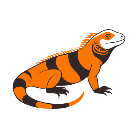 Minimalist Iguana on white backgroundのイラスト素材