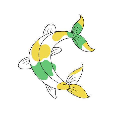 Minimalist Stylized Japanese Koi Fish on white backgroundのイラスト素材