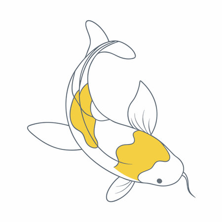 Minimalist Stylized Japanese Koi Fish on white backgroundのイラスト素材
