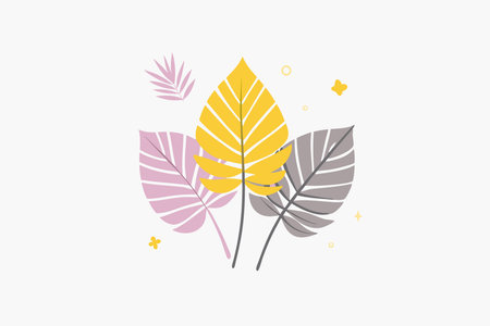 Minimalist Tropical Leaves on white backgroundのイラスト素材