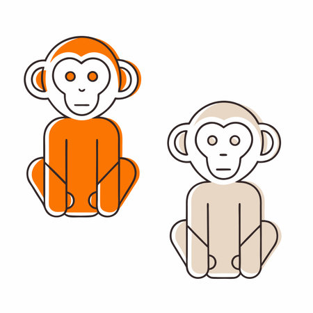 Minimalist monkey on white backgroundのイラスト素材