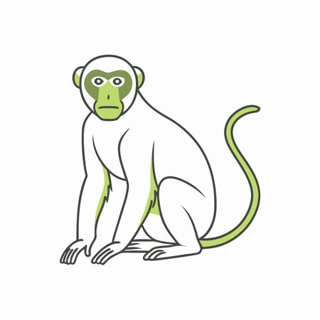 Minimalist monkey on white background