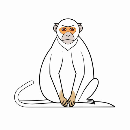 Minimalist monkey on white background