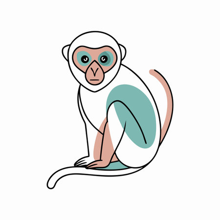 Minimalist monkey on white background