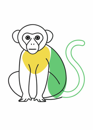 Minimalist monkey on white background