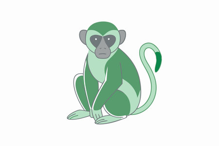 Minimalist monkey on white background