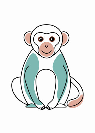 Minimalist monkey on white background