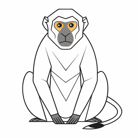 Minimalist monkey on white backgroundのイラスト素材