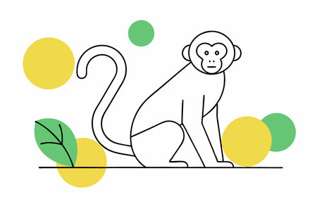 Minimalist monkey on white background