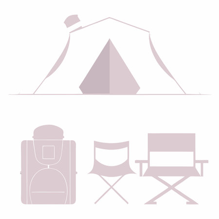 Minimalist camping on white backgroundのイラスト素材