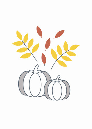 Cozy Autumn Leaves and Pumpkins Illustrationのイラスト素材