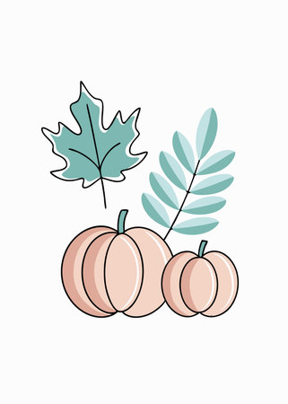 Cozy Autumn Leaves and Pumpkins Illustrationのイラスト素材
