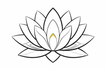 Lotus flower illustration on white backgroundのイラスト素材