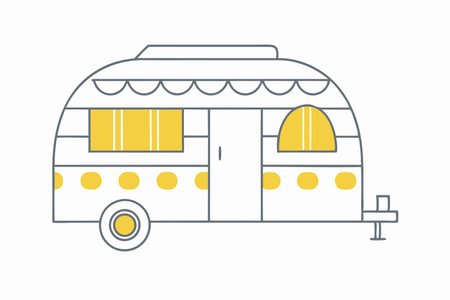 Retro Vintage Camper Van Illustration on White Backgroundのイラスト素材