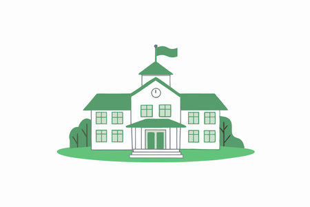 School Building illustration on white backgroundのイラスト素材