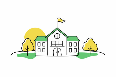 School Building illustration on white backgroundのイラスト素材