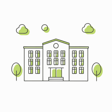 School Building illustration on white backgroundのイラスト素材