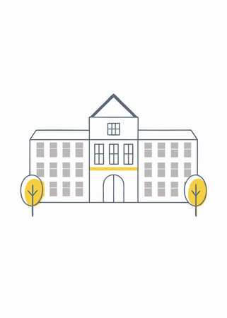School Building illustration on white backgroundのイラスト素材