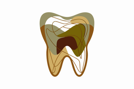 Minimalist Human tooth on white backgroundのイラスト素材