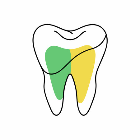 Minimalist Human tooth on white backgroundのイラスト素材