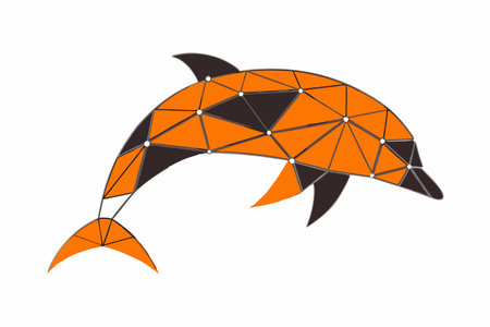 Minimalist Modern digital art geometric of dolphin on white backgroundのイラスト素材