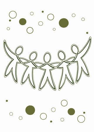 Minimalist People teamwork jumping happy drawing continuous line on white backgroundのイラスト素材