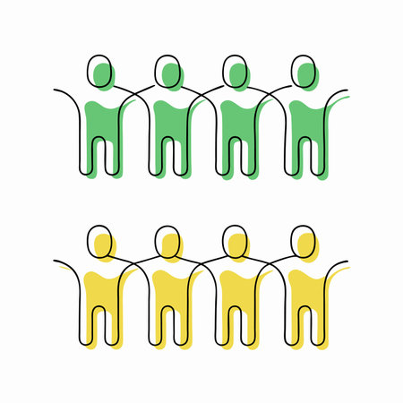 Minimalist People teamwork jumping happy drawing continuous line on white backgroundのイラスト素材