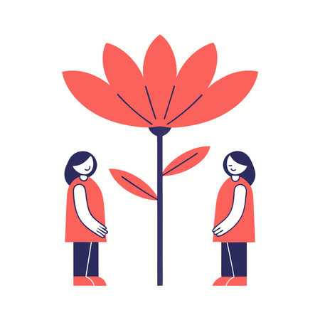 Minimalist people holding flower with good smell on white backgroundのイラスト素材