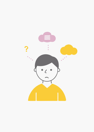 Minimalist people thinking on white backgroundのイラスト素材