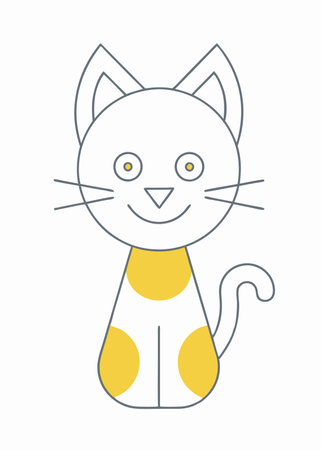 Minimalist Cute Cat Clipart on white backgroundのイラスト素材