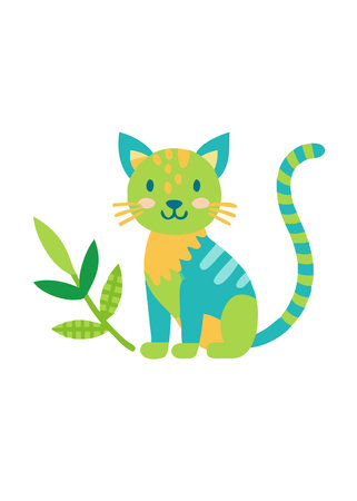 Minimalist Cute Cat Clipart on white backgroundのイラスト素材