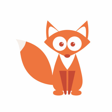 Minimalist Cute Fox Sitting Clipart on white backgroundのイラスト素材
