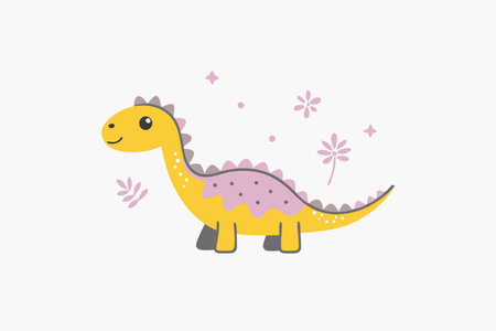 Minimalist Cute Pastel Dinosaur Clipart on white backgroundのイラスト素材