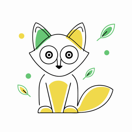 Minimalist Cute Fox Sitting Clipart on white backgroundのイラスト素材