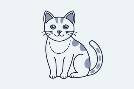 Minimalist Cute Cat Clipart on white backgroundのイラスト素材