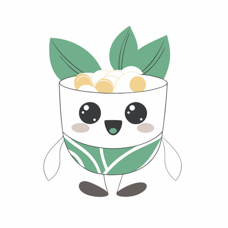 Minimalist Kawaii Food Character Clipart on white backgroundのイラスト素材