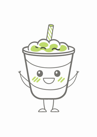 Minimalist Kawaii Food Character Clipart on white backgroundのイラスト素材