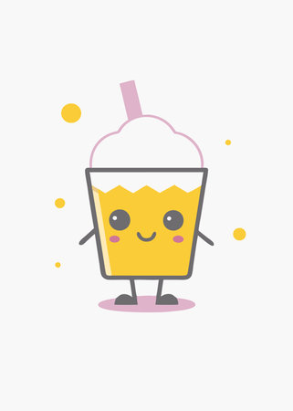 Minimalist Kawaii Food Character Clipart on white backgroundのイラスト素材