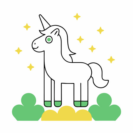 Minimalist Unicorn Clipart on white backgroundのイラスト素材