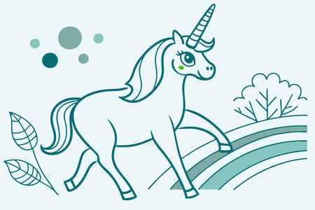 Minimalist Unicorn Clipart on white backgroundのイラスト素材