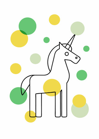 Minimalist Unicorn Clipart on white backgroundのイラスト素材