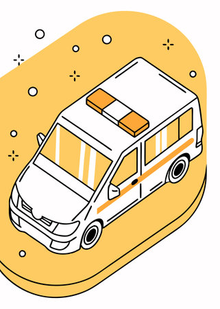 Minimalist Ambulance car on white backgroundのイラスト素材