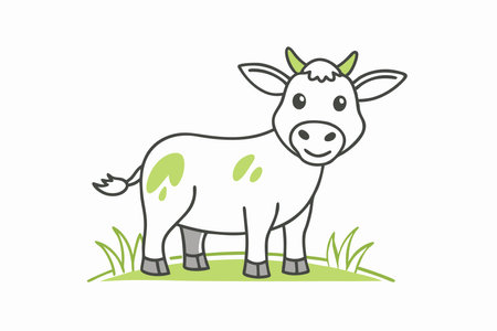 Cute Farm Animal Illustration on White Backgroundのイラスト素材