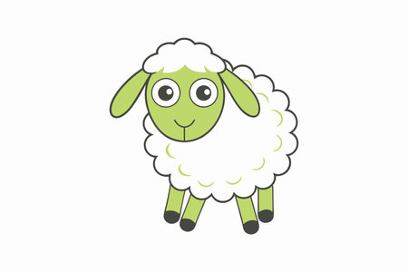 Cute Farm Animal Illustration on White Backgroundのイラスト素材