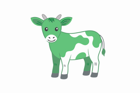 Cute Farm Animal Illustration on White Backgroundのイラスト素材