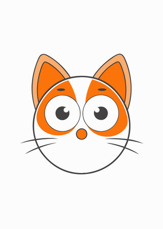 Funny cat face clipart on White Backgroundのイラスト素材