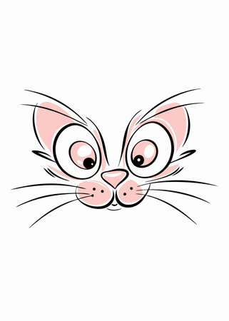 Funny cat face clipart on White Backgroundのイラスト素材