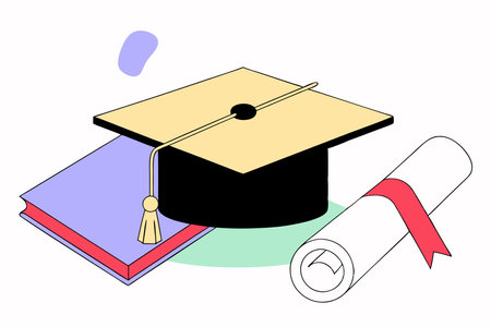 Graduation cap Illustration on White Backgroundのイラスト素材