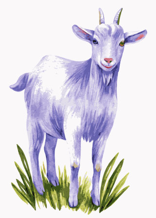 Watercolor Farm Animal on White Backgroundのイラスト素材