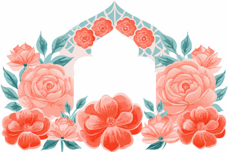 Watercolor floral islamic illustrationのイラスト素材